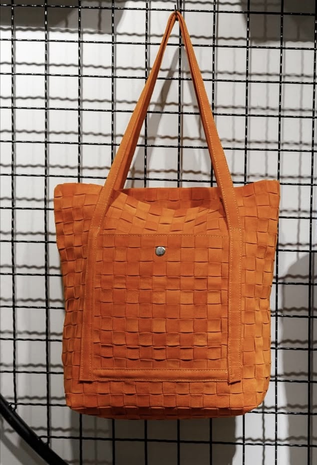 Capri Leather Shopper ~ Orange Braided